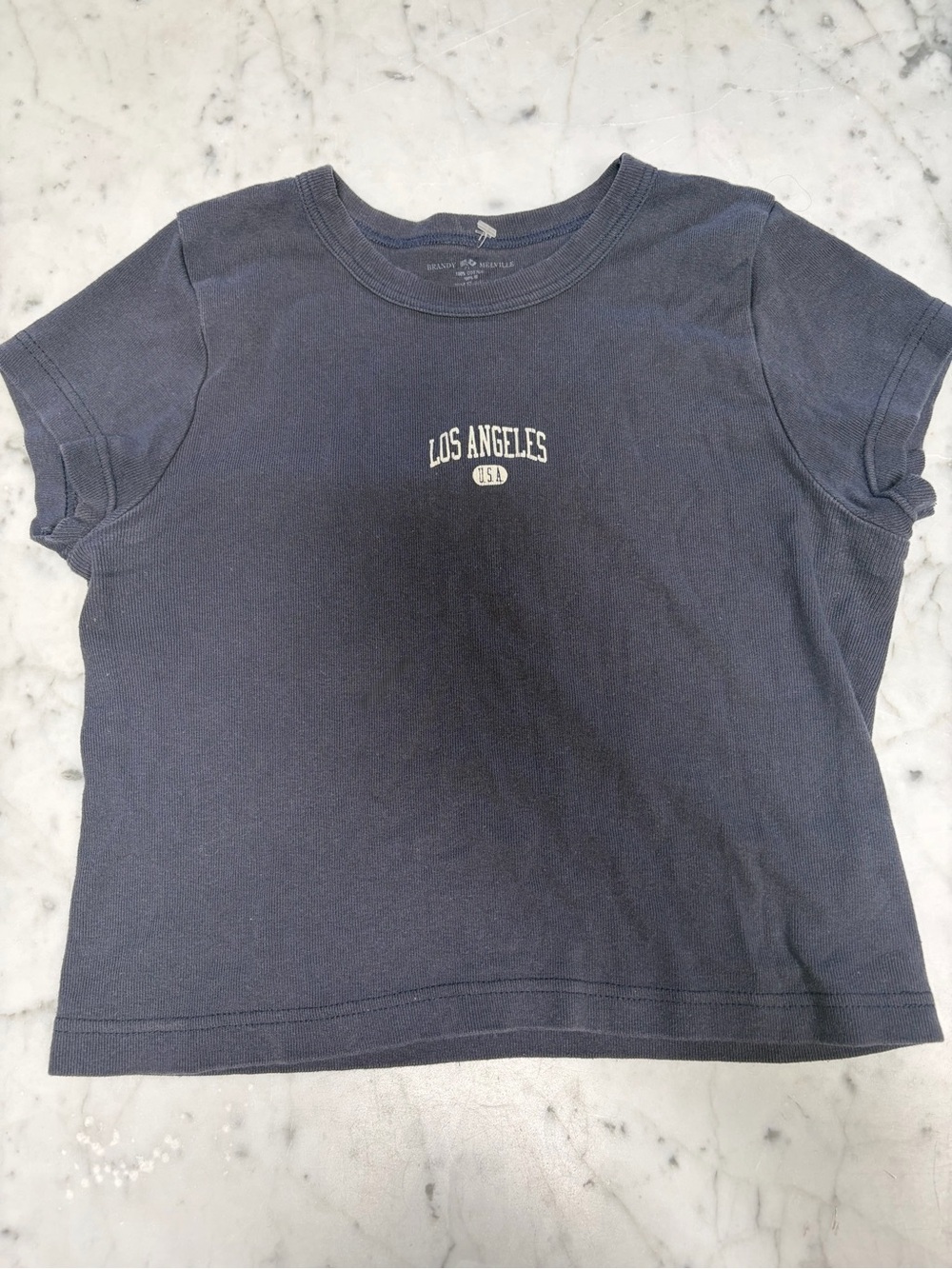 Brandy Melville Navy Los Angeles Crop Tee